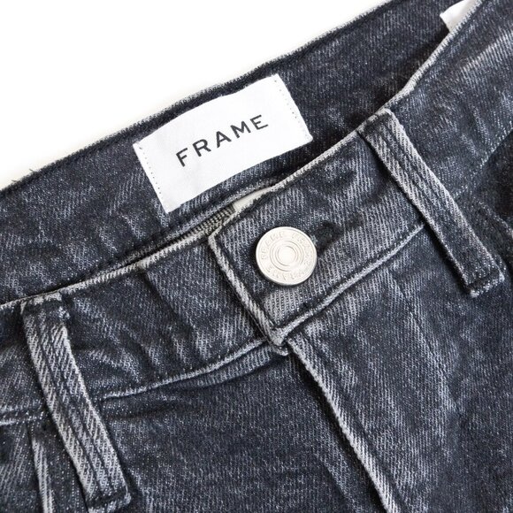 NEW FRAME Le High Straight Jeans Mid Rise Ankle Black Acid Wash Edgey - Picture 7 of 14